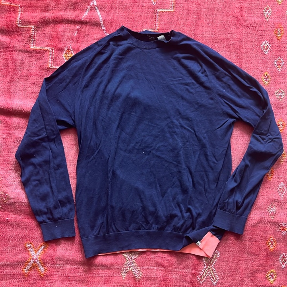 Paul Smith PS navy cotton sweater with pink details